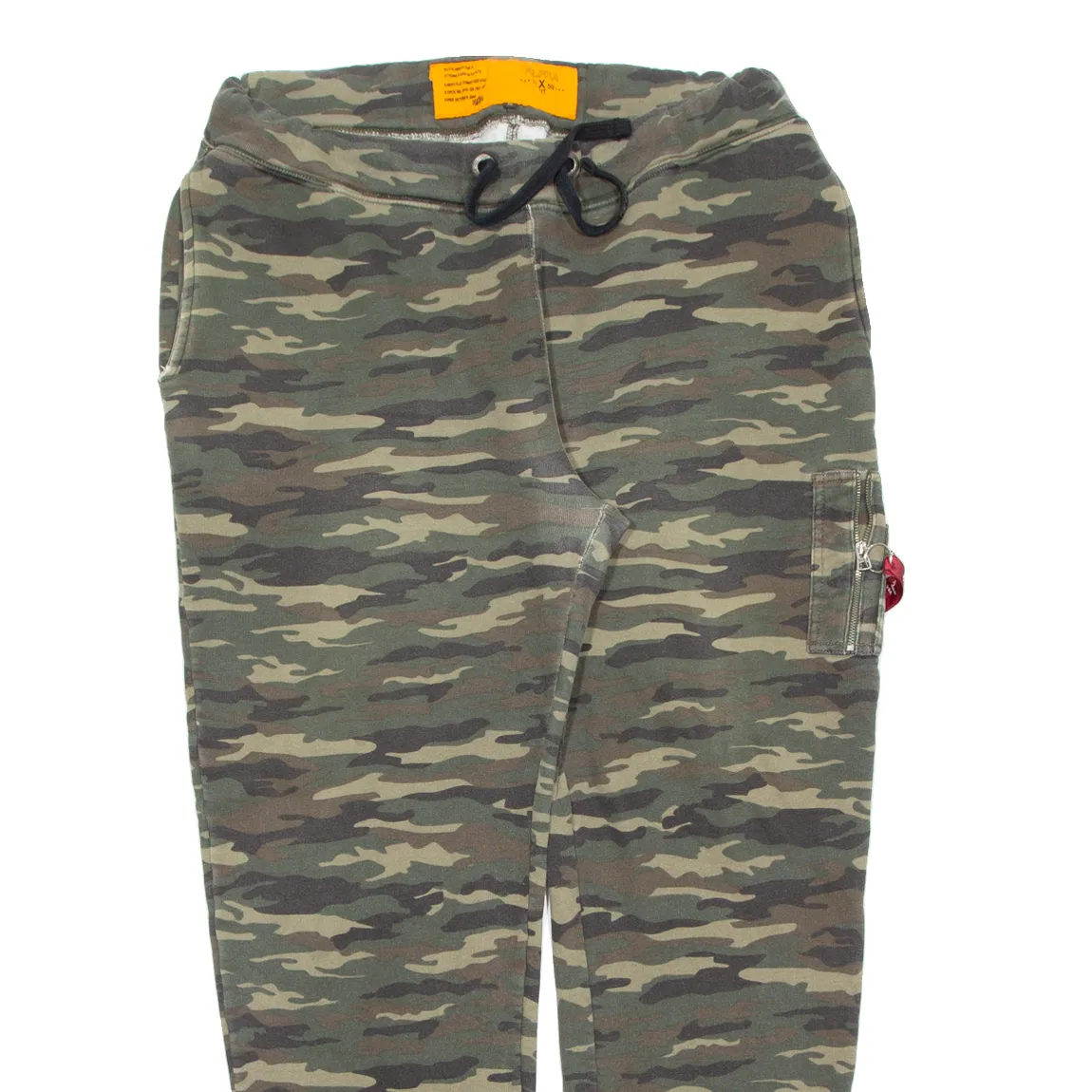 ALPHA INDUSTRIES Camo Mens Joggers Green Tapered XL W36 L31