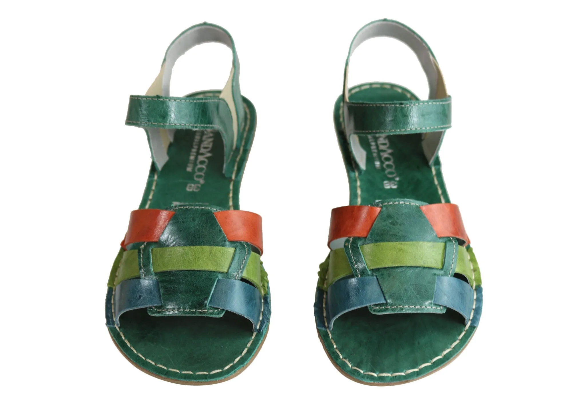 Andacco Mona Womens Comfortable Flat Leather Sandals Made In Brazil