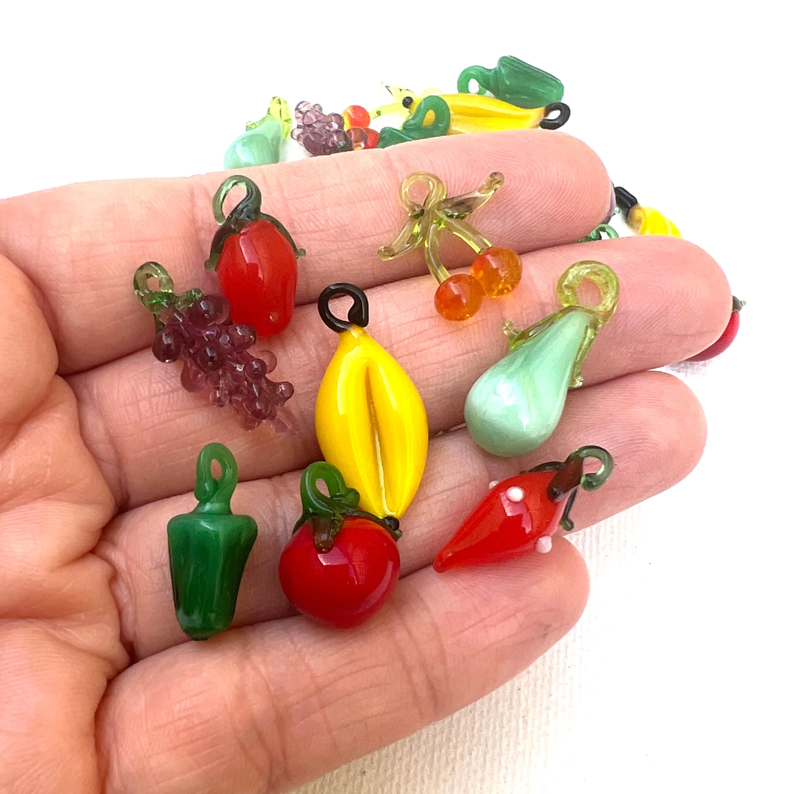 Antique Glass Fruit and Vegetable Pendants