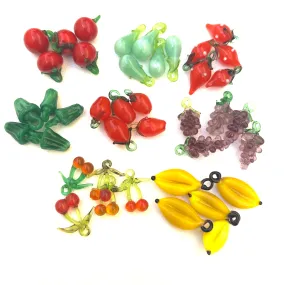 Antique Glass Fruit and Vegetable Pendants