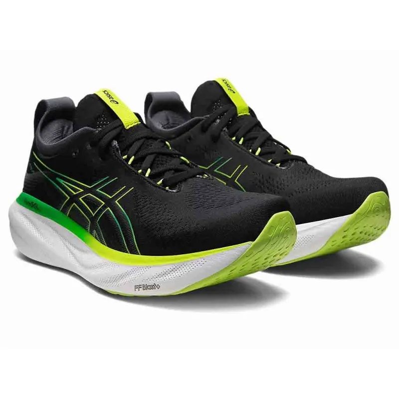 ASICS GEL NIMBUS 25 BLACK/LIME ZEST FOR MEN'S