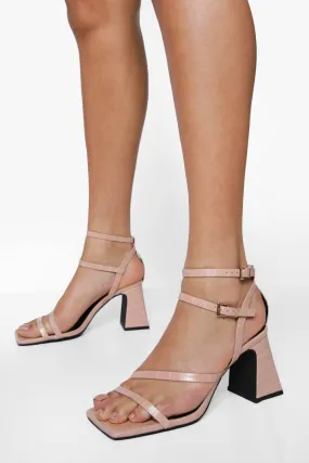 Asymmetric Strap Square Toe Heel