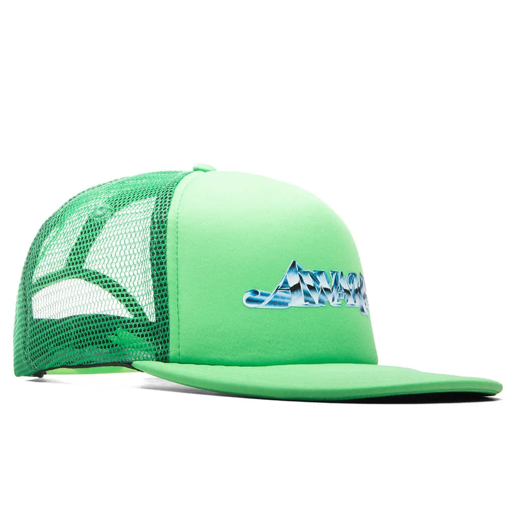 Lime Awake Chrome Trucker Hat