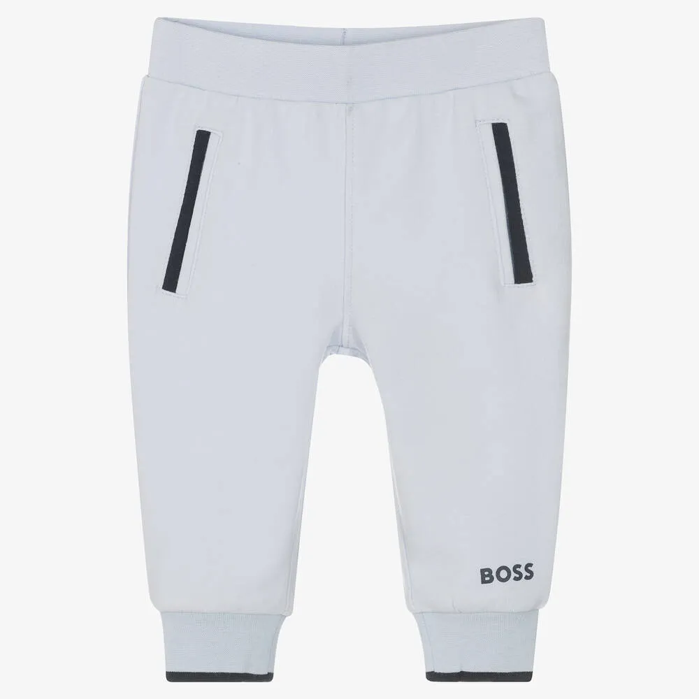 Baby Boys Blue Cotton Logo Joggers