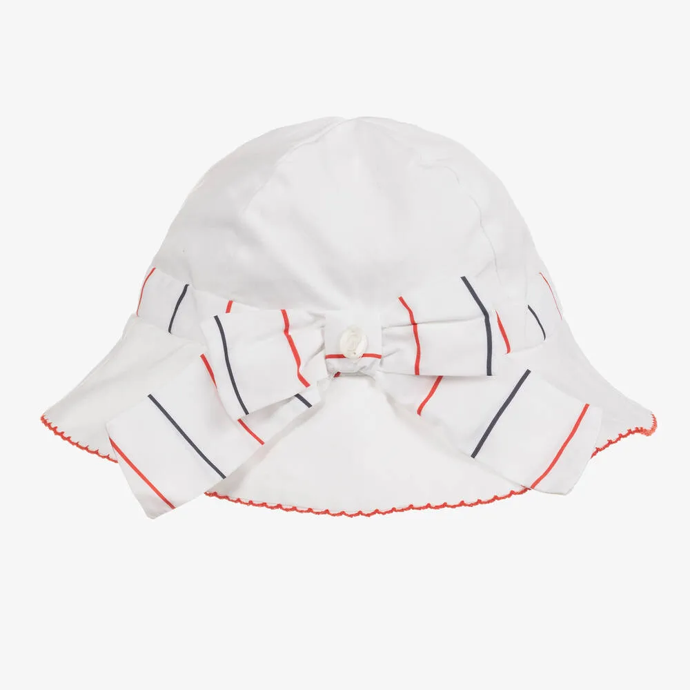 Baby Girls White Striped Hat