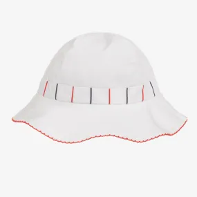 Baby Girls White Striped Hat