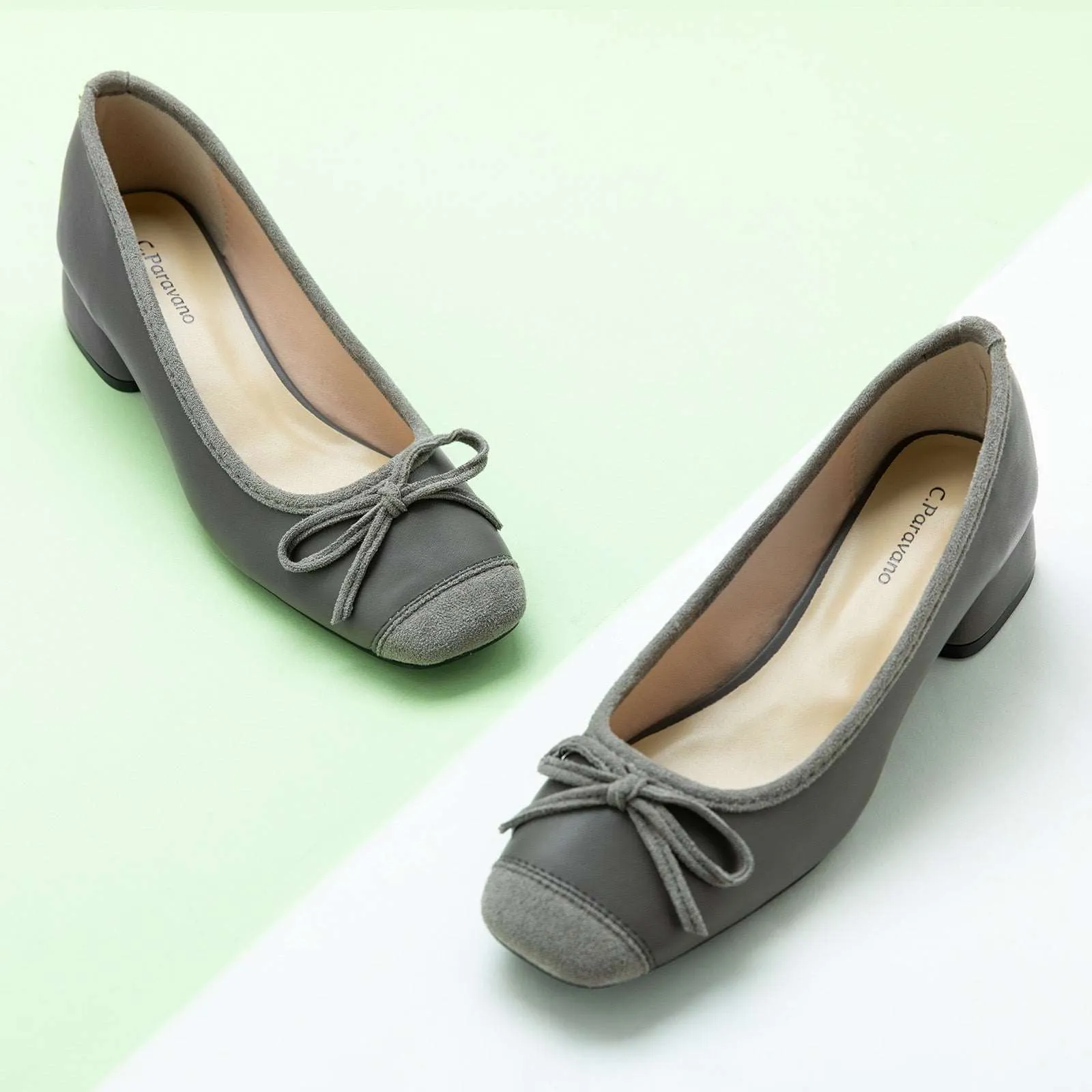 Ballet Block Heel (Nina) Grey