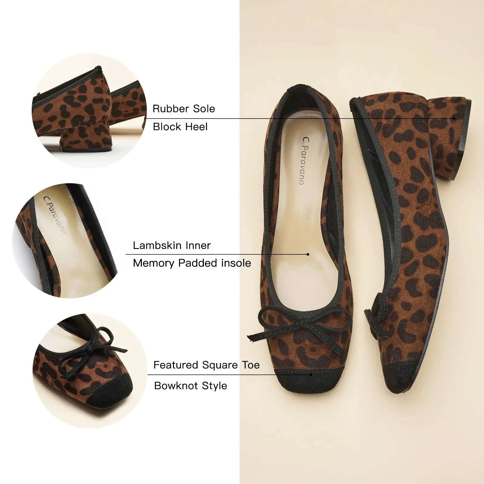 Ballet Block Heel (Nina) Leopard