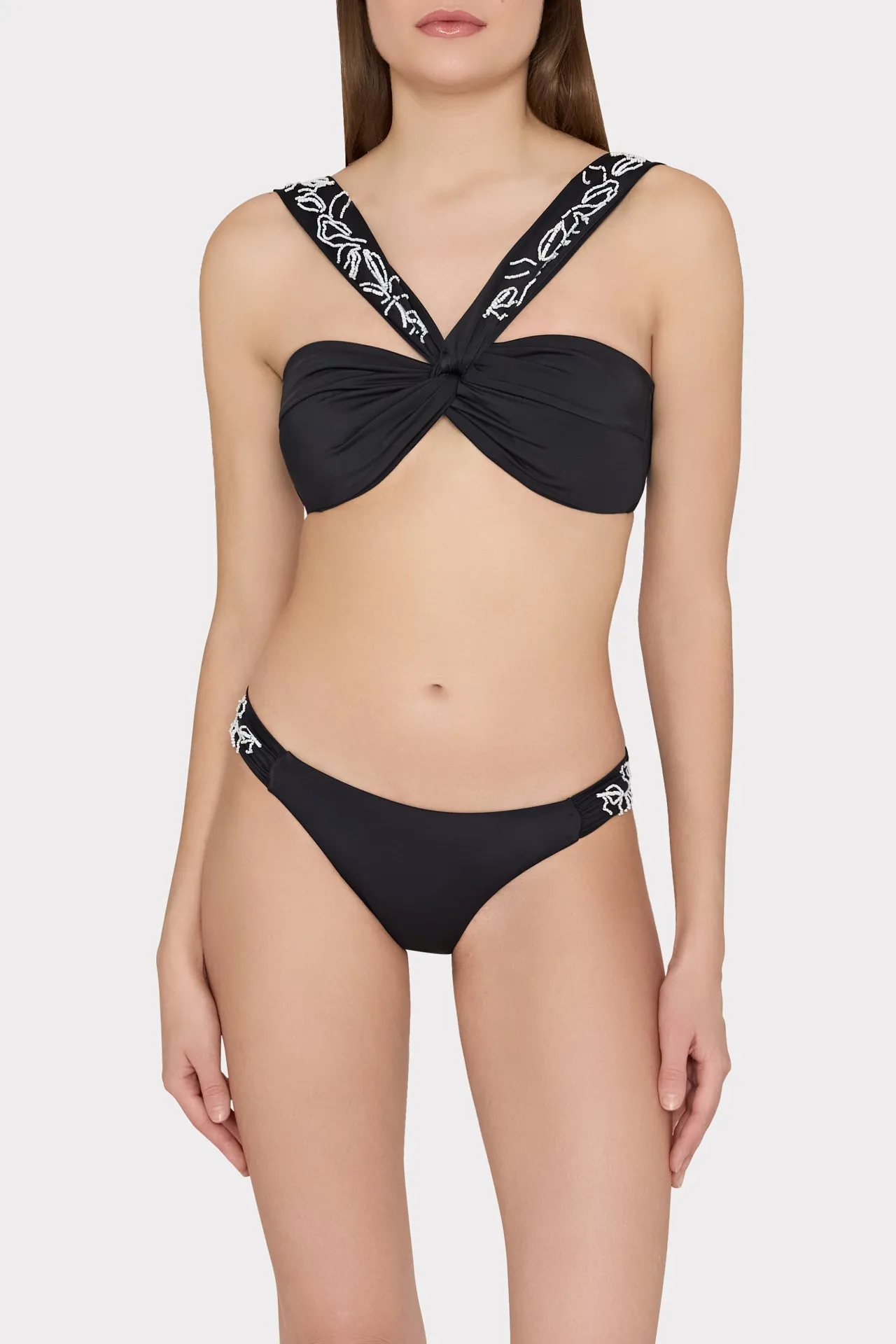 Beaded Applique Shoulder Bikini Top