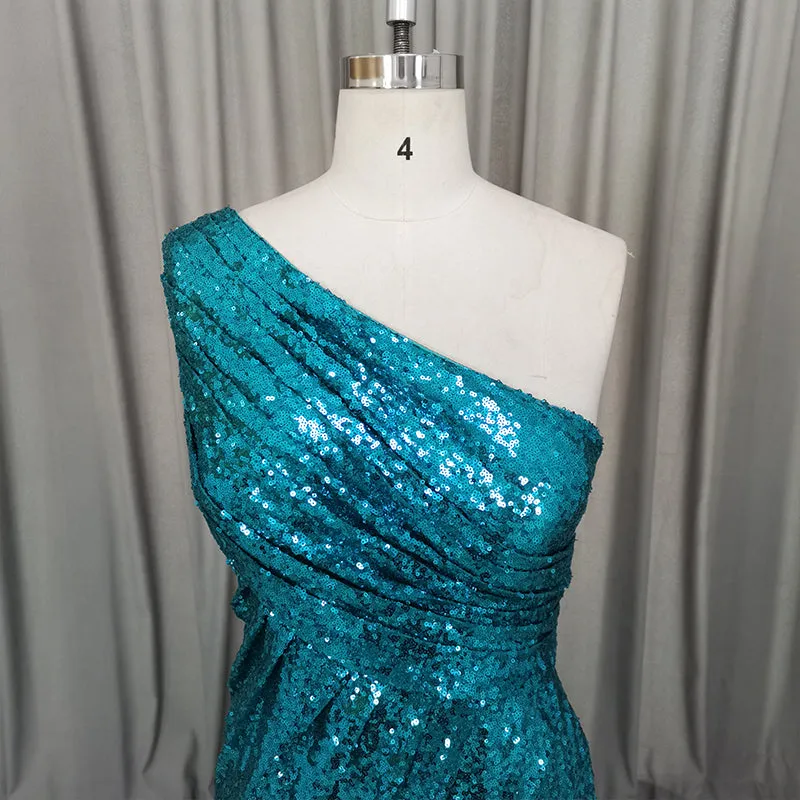 Beautiful Sequins One Shoulder Long Bridesmaid Dress, One Shoulder Bridesmaid Dress