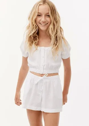 Bella Dahl Peach Clouds Girl Button Front Shorts in Stock