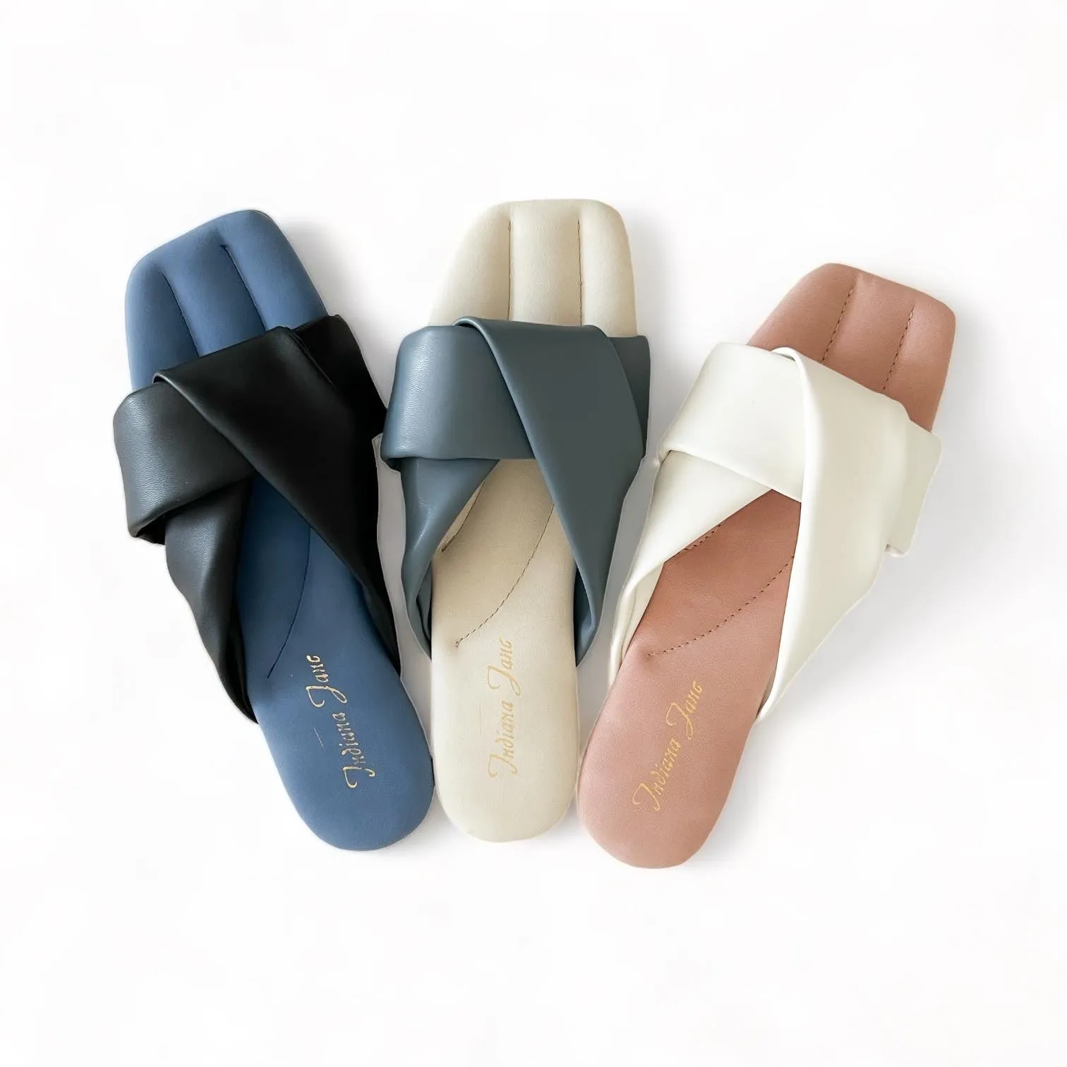 Two Tone Flat Sandals with Knot Strap