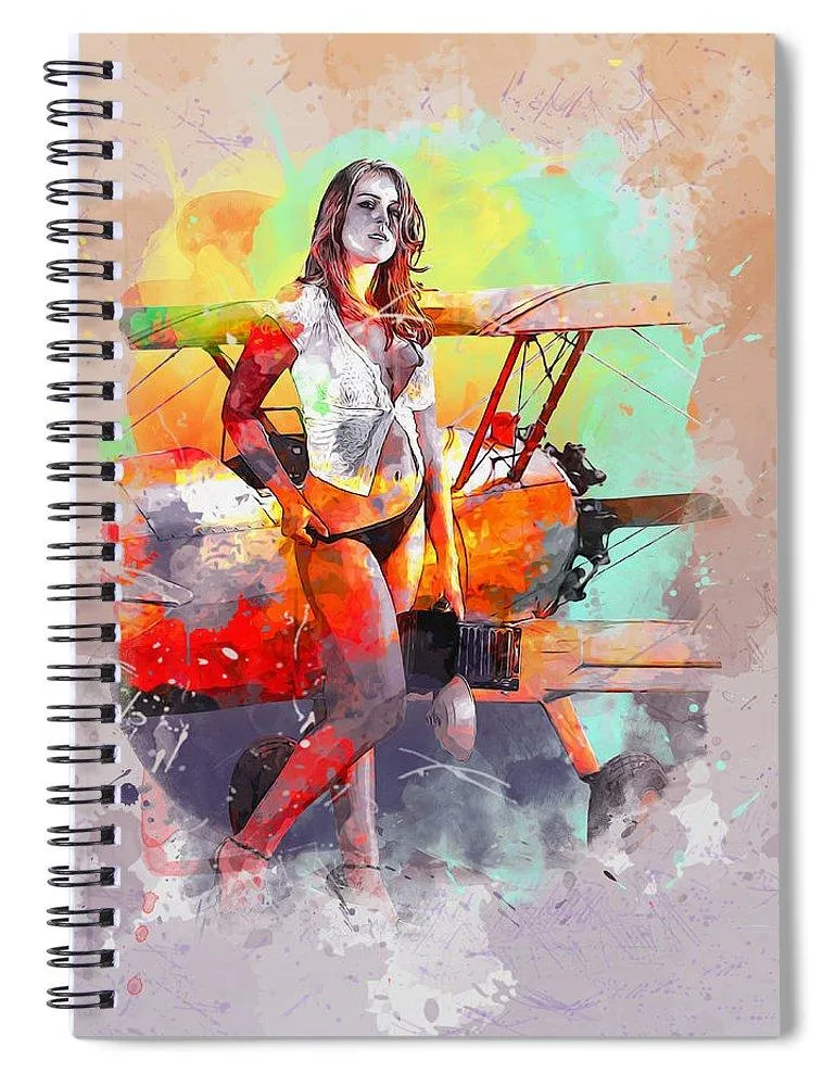 Biplane Girl - Spiral Notebook