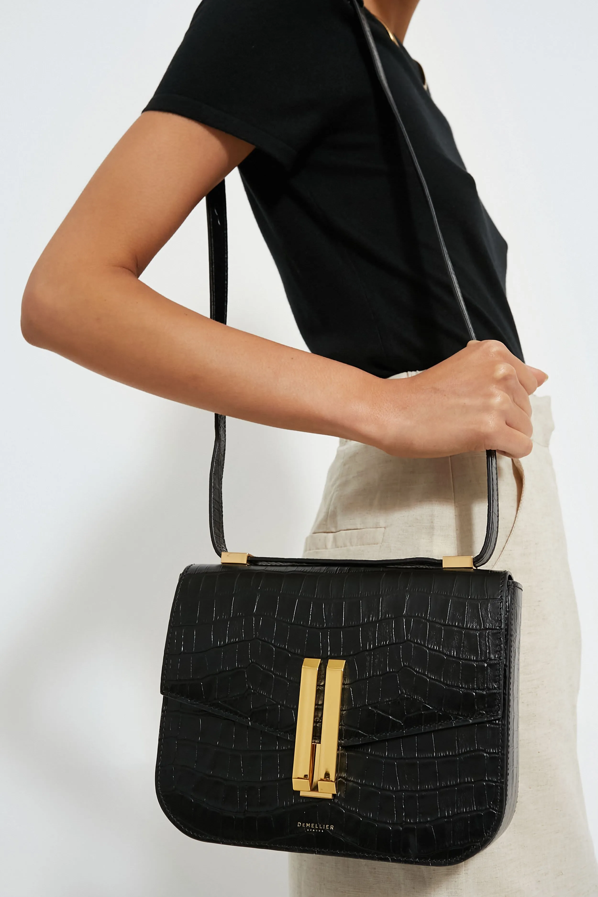 Black Croc Effect Vancouver Bag