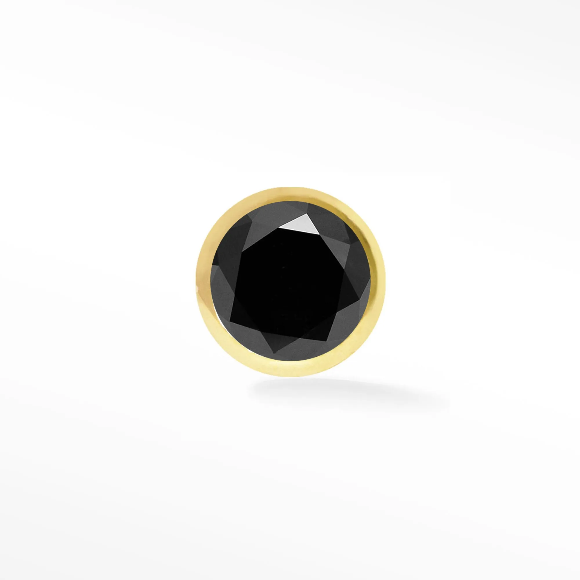 Black Diamond Stud Earrings in 14k Yellow Gold with 2.5mm Bezel-set Diamonds