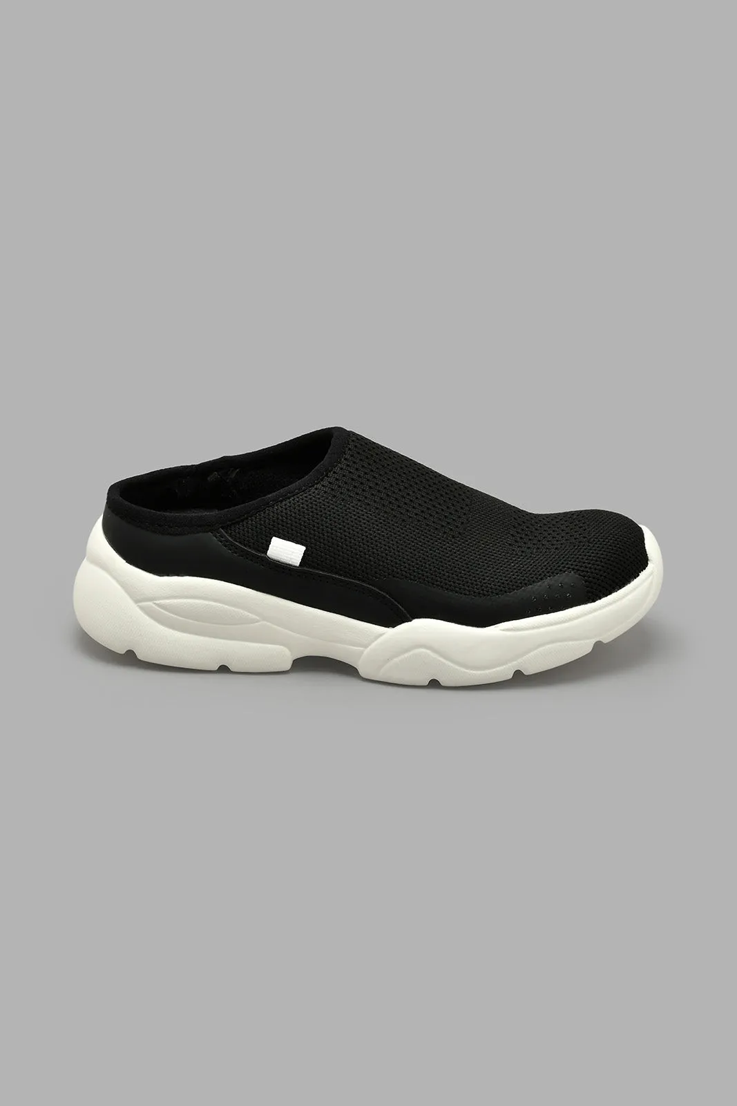 Black Knitted Mule Trainer