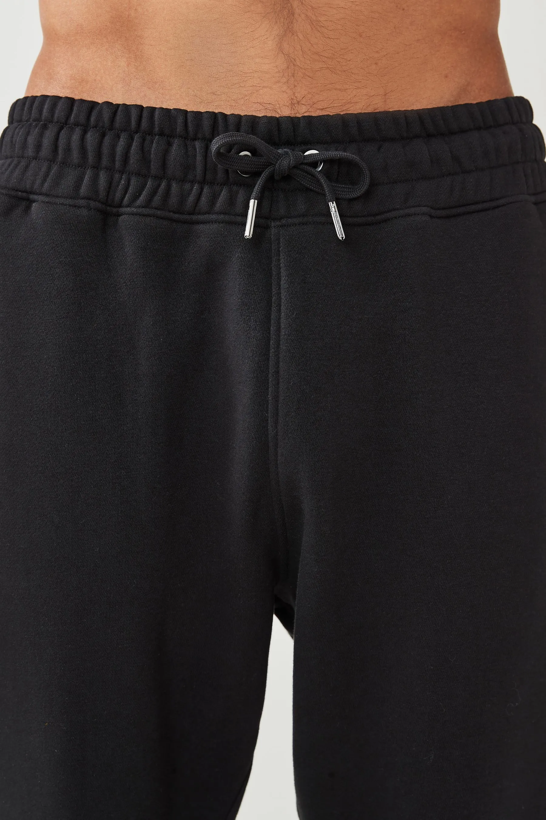 Black Relaxed Fit Cotton Blend Cuffed Joggers