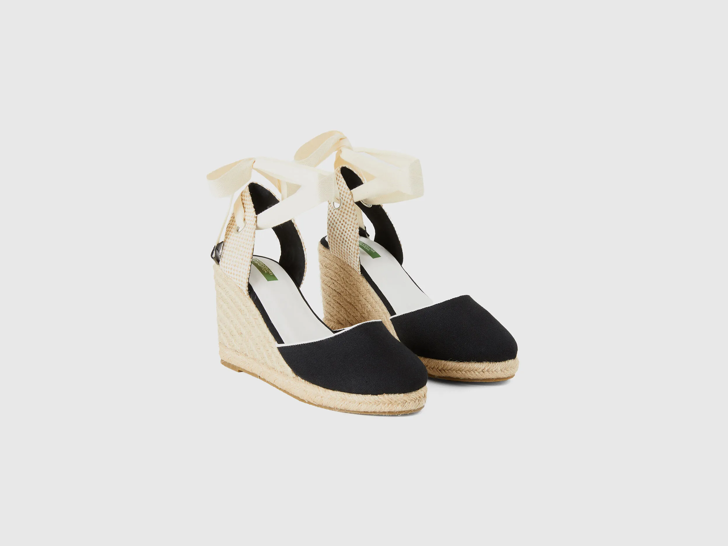 Black Rope Wedges in Black by Benetton