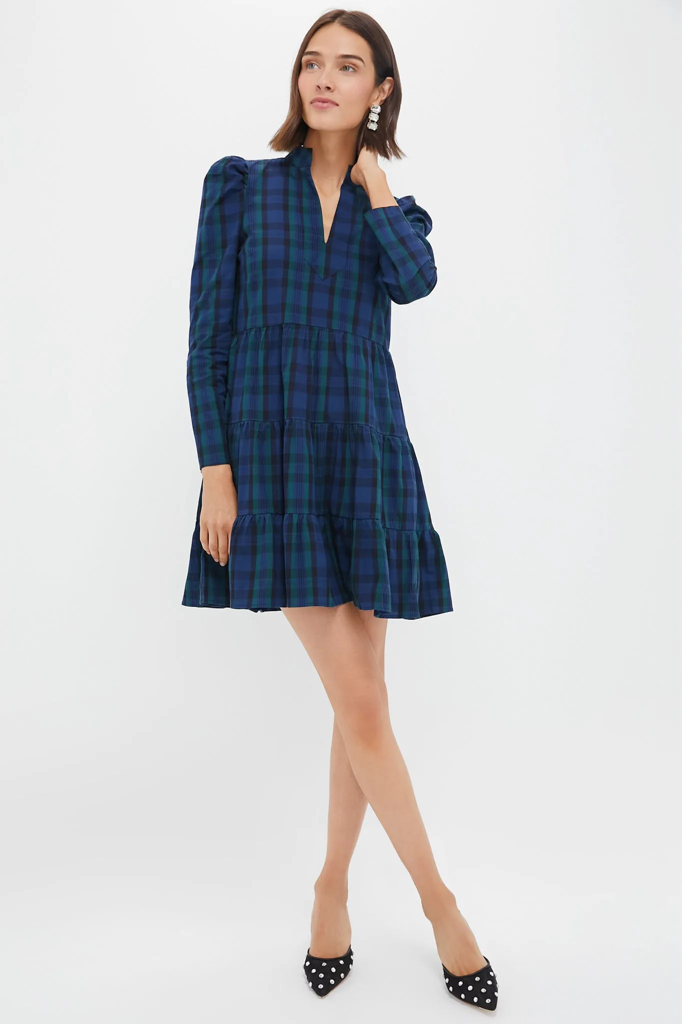 Blackwatch Long Sleeve Tunic Flare Dress