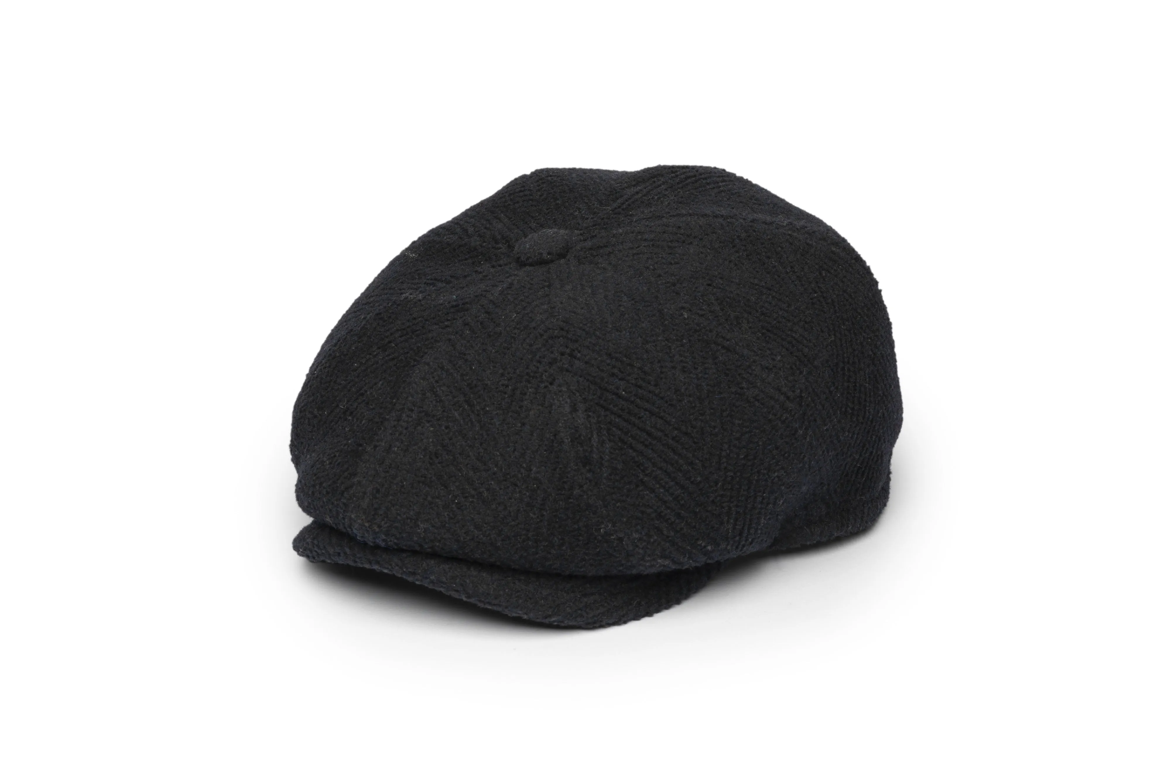 Blue Herringbone Flat Cap