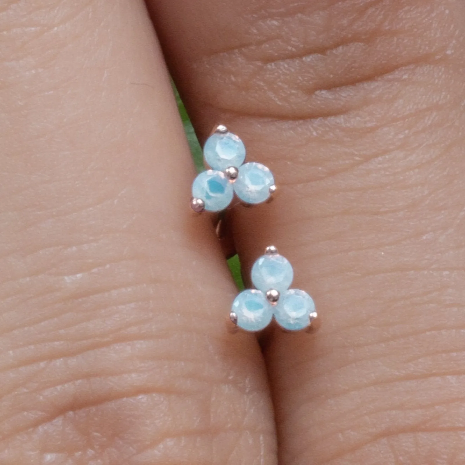 Blue Opal Cluster Stud Earring