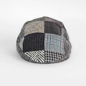 Blue Patchwork Wool Flat Cap