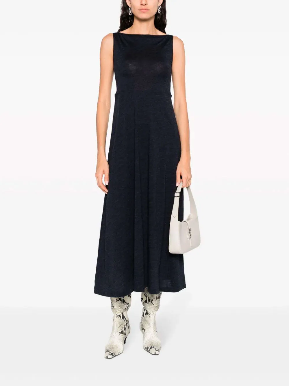 Boat-neck midi dress