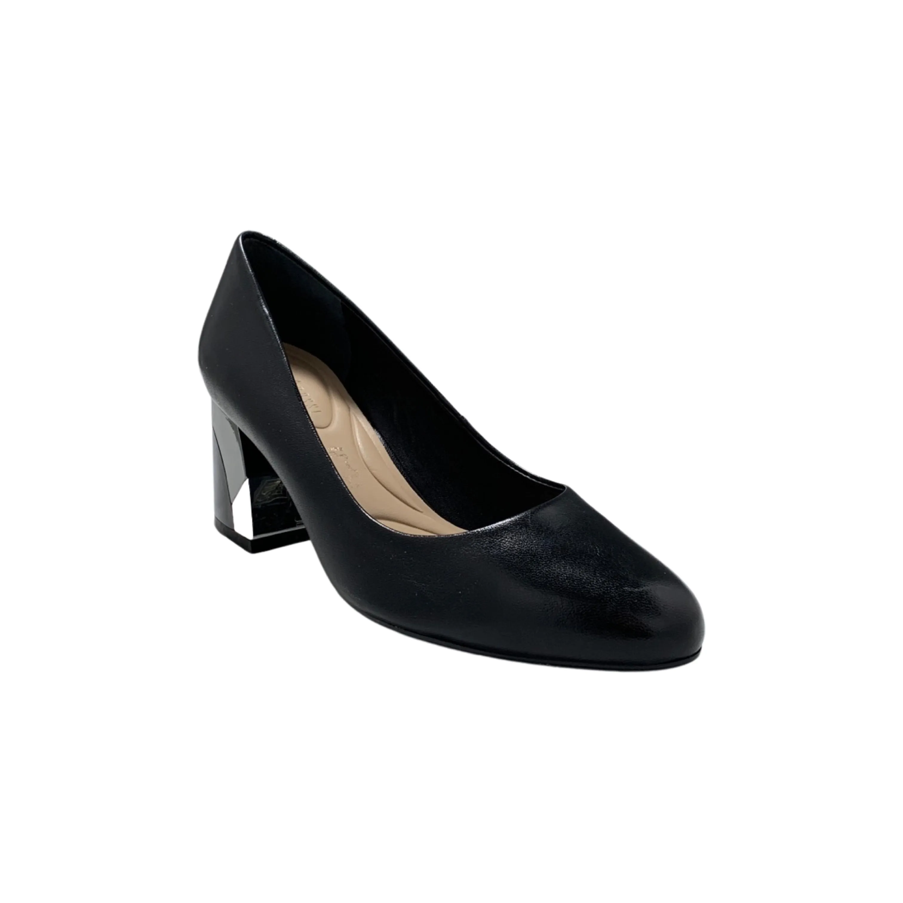 Boric Black Leather High Heel Shoes