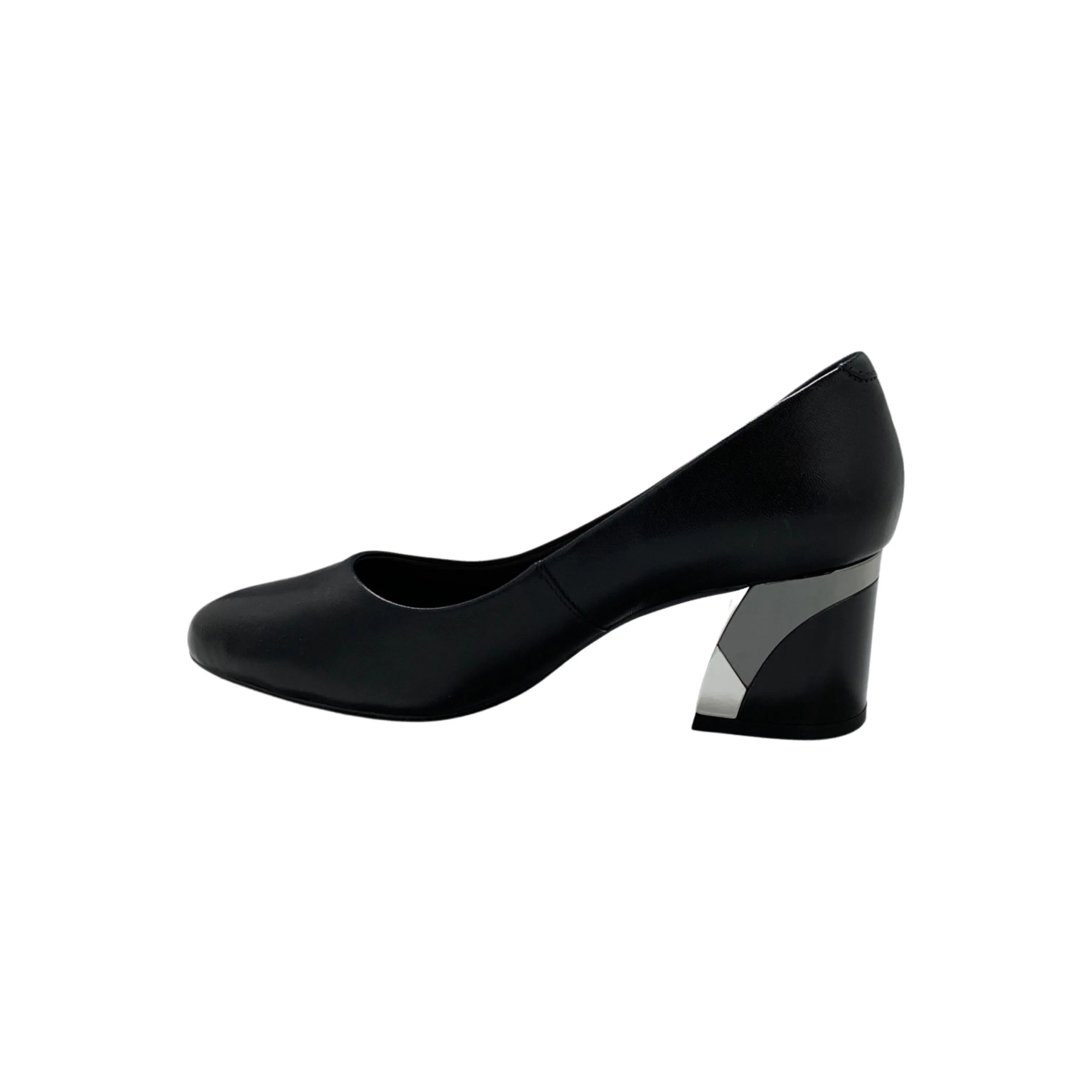 Boric Black Leather High Heel Shoes