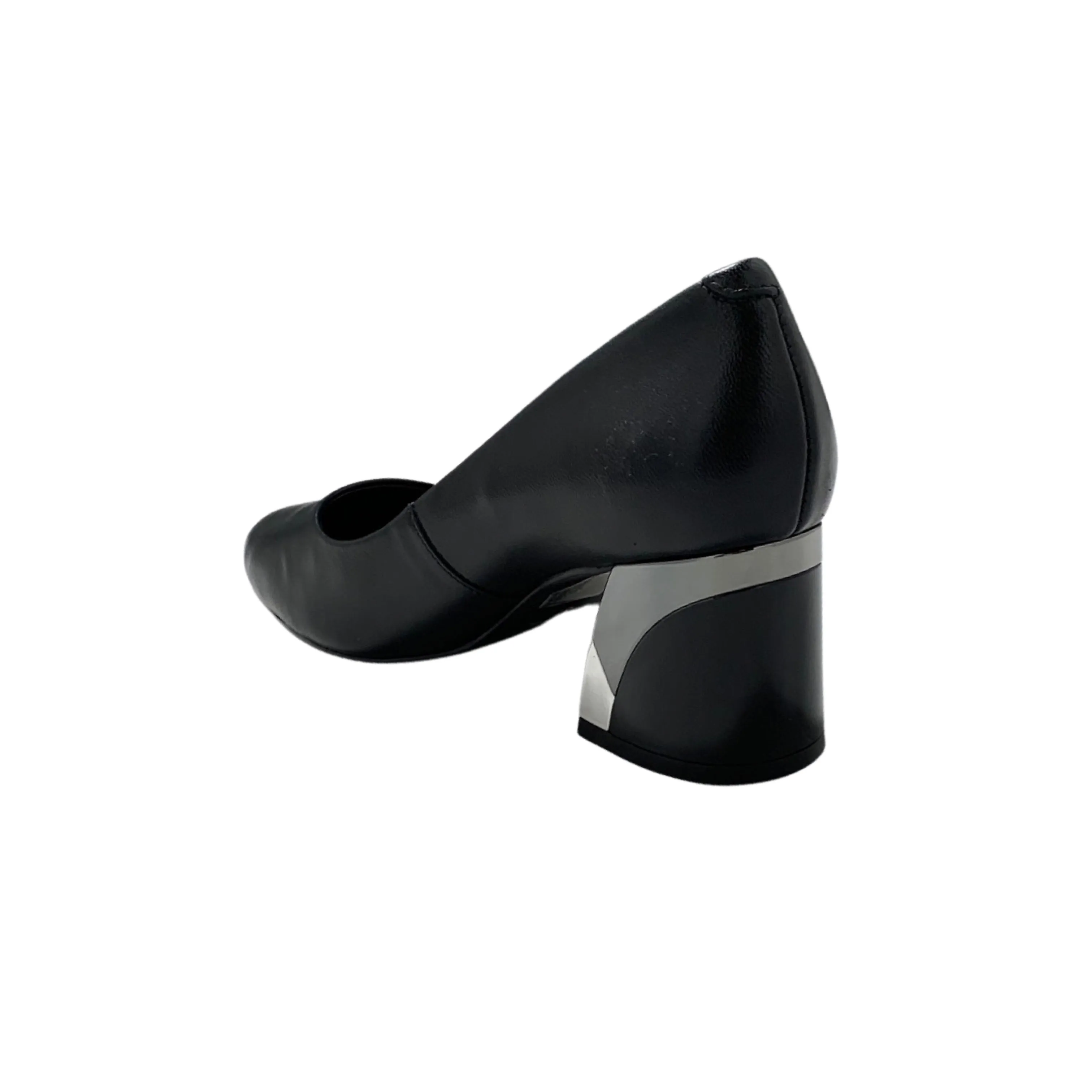 Boric Black Leather High Heel Shoes