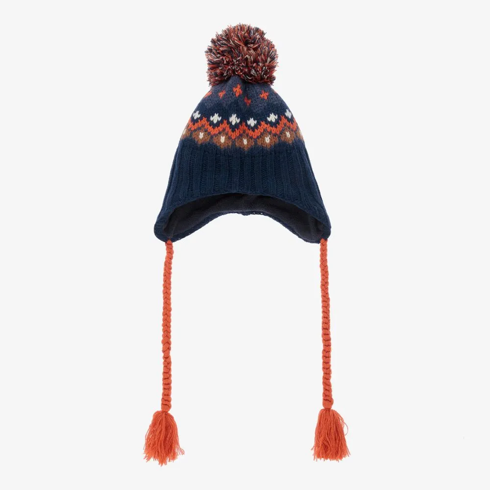 Boys Blue Wool Blend Hat