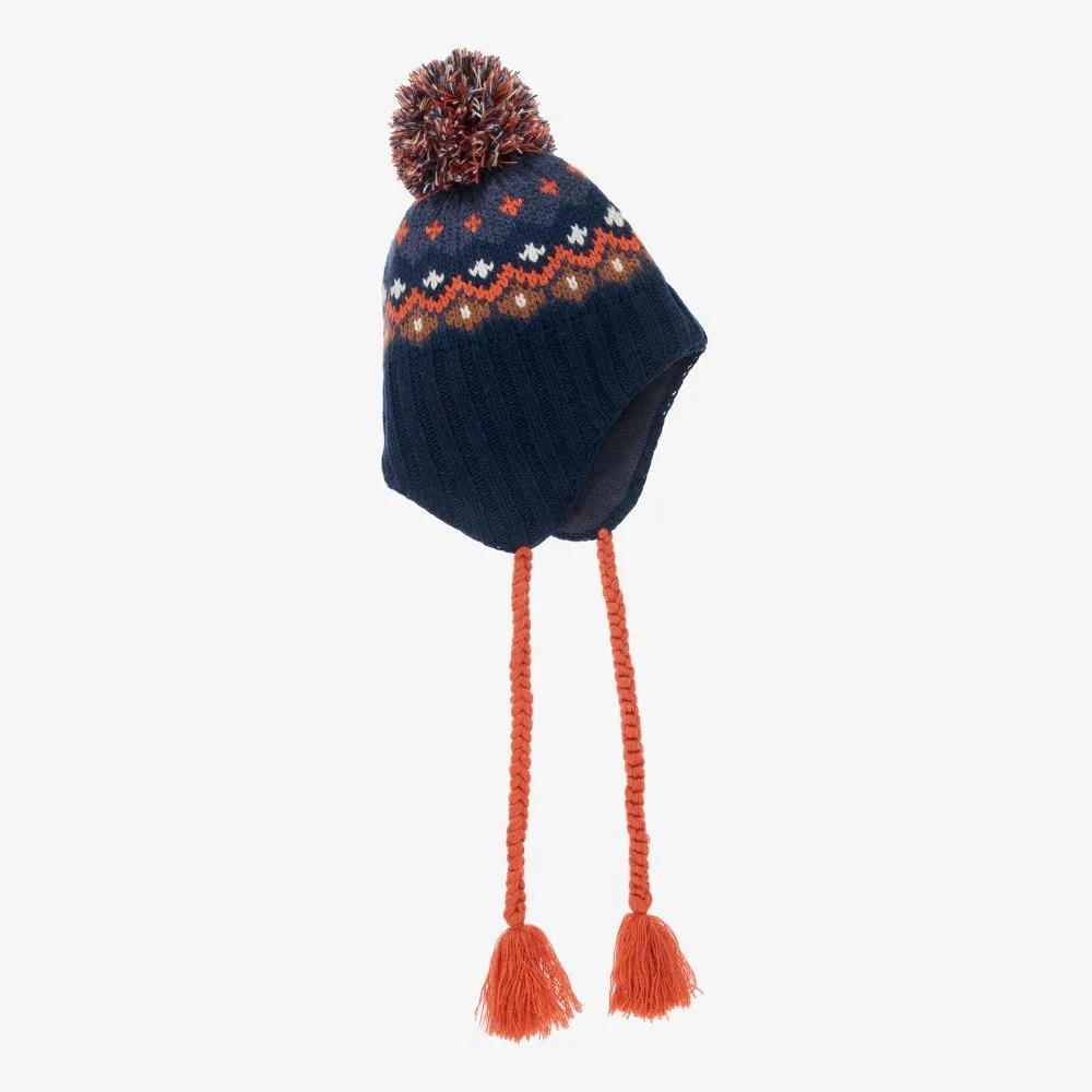 Boys Blue Wool Blend Hat