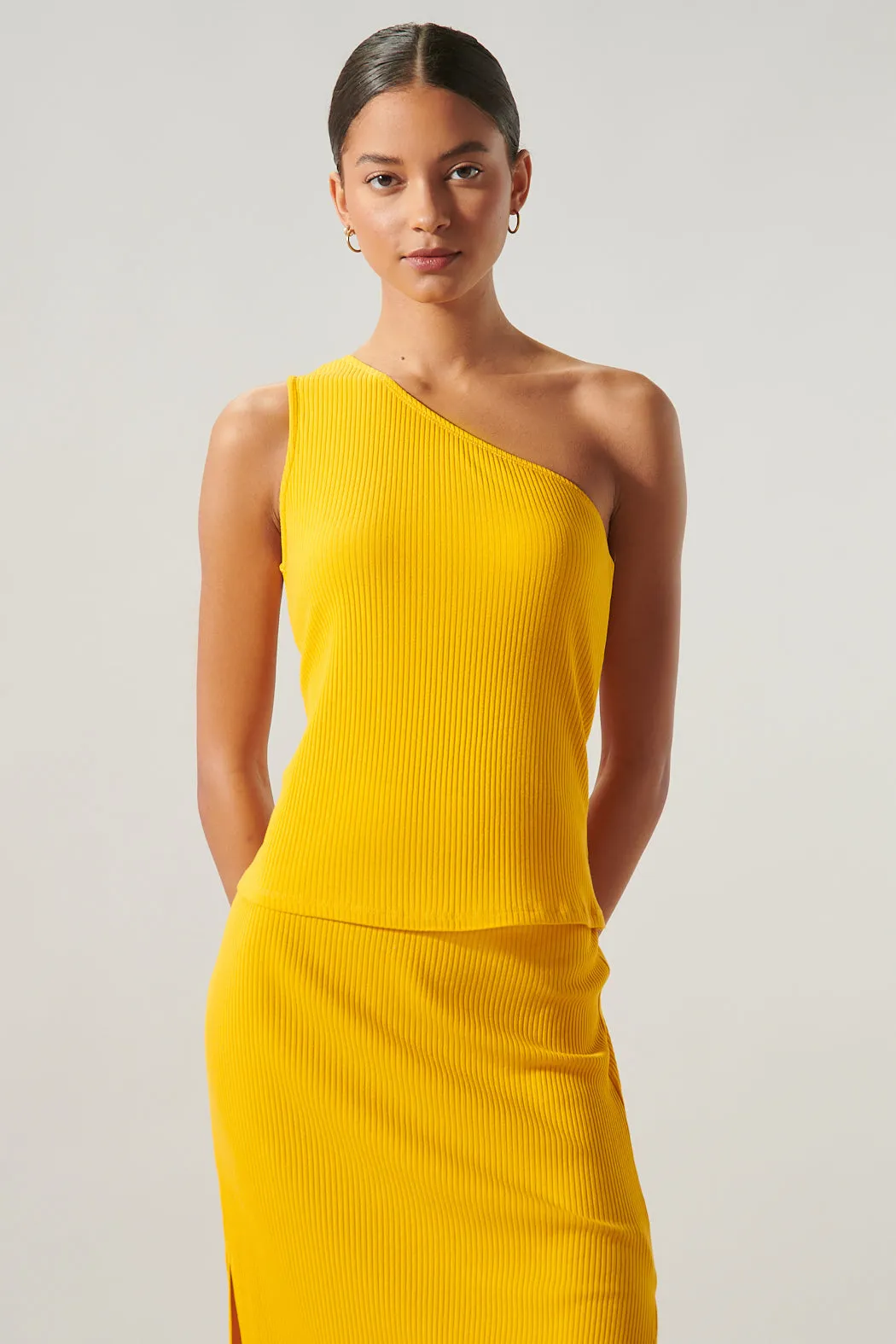 Brighter Days One Shoulder Ribbed Knit Top