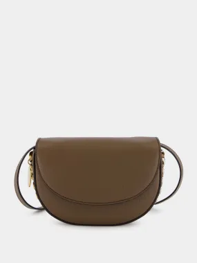 Brown Logo Charm Shoulder Bag