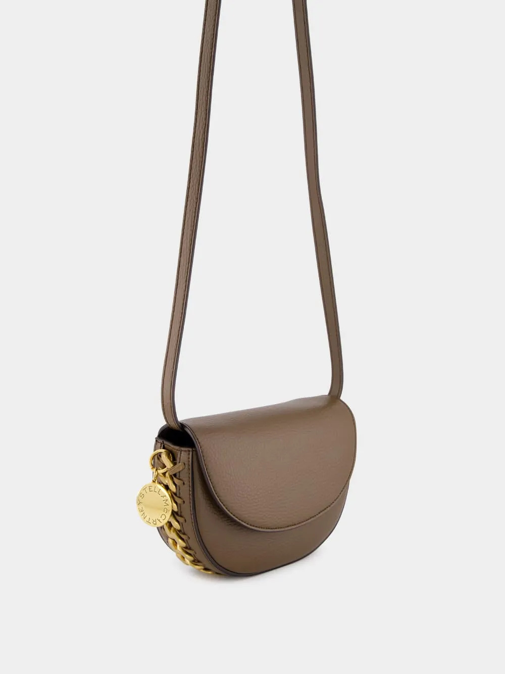 Brown Logo Charm Shoulder Bag