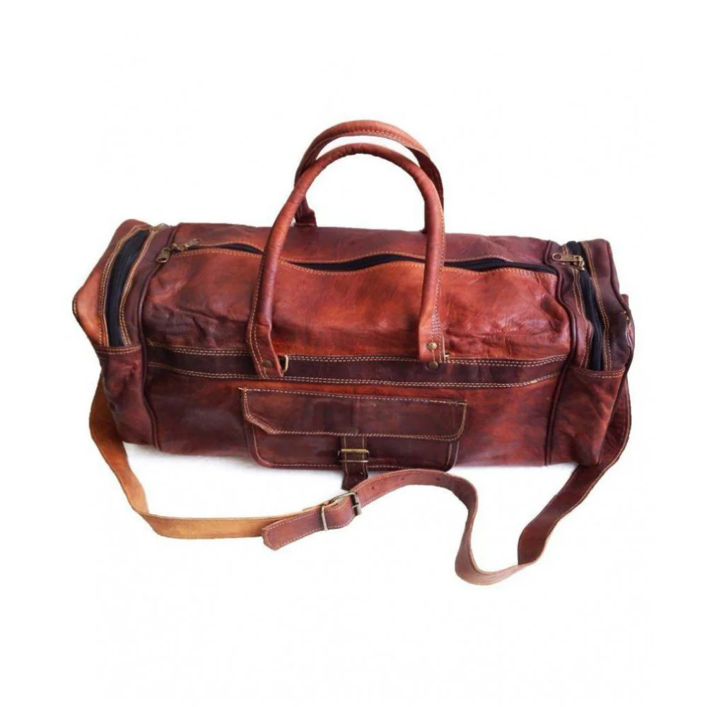 Brown Solid Duffle Bag