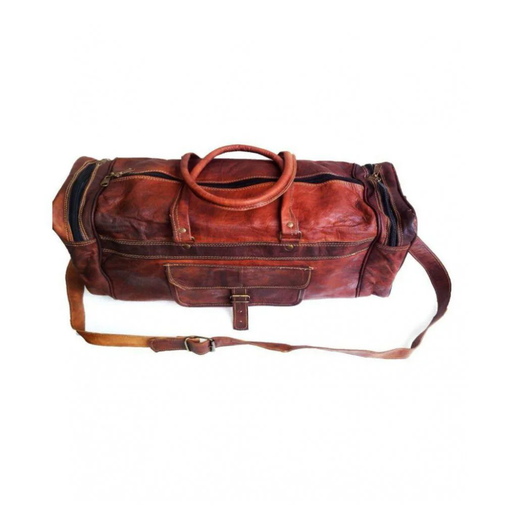 Brown Solid Duffle Bag