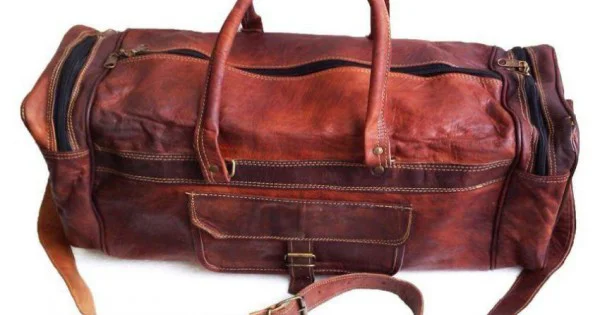 Brown Solid Duffle Bag