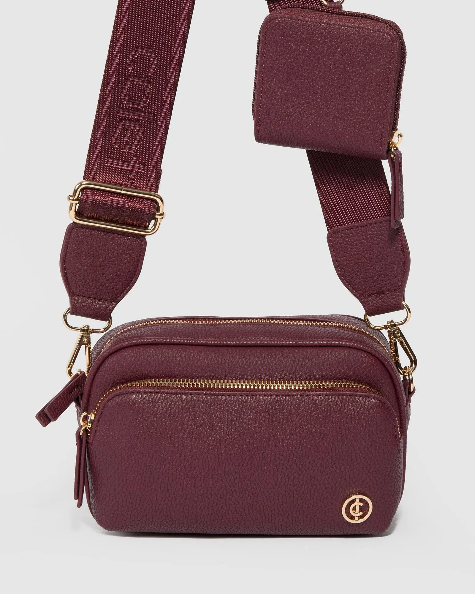 Burgundy And Gold Amalia Crossbody Bag