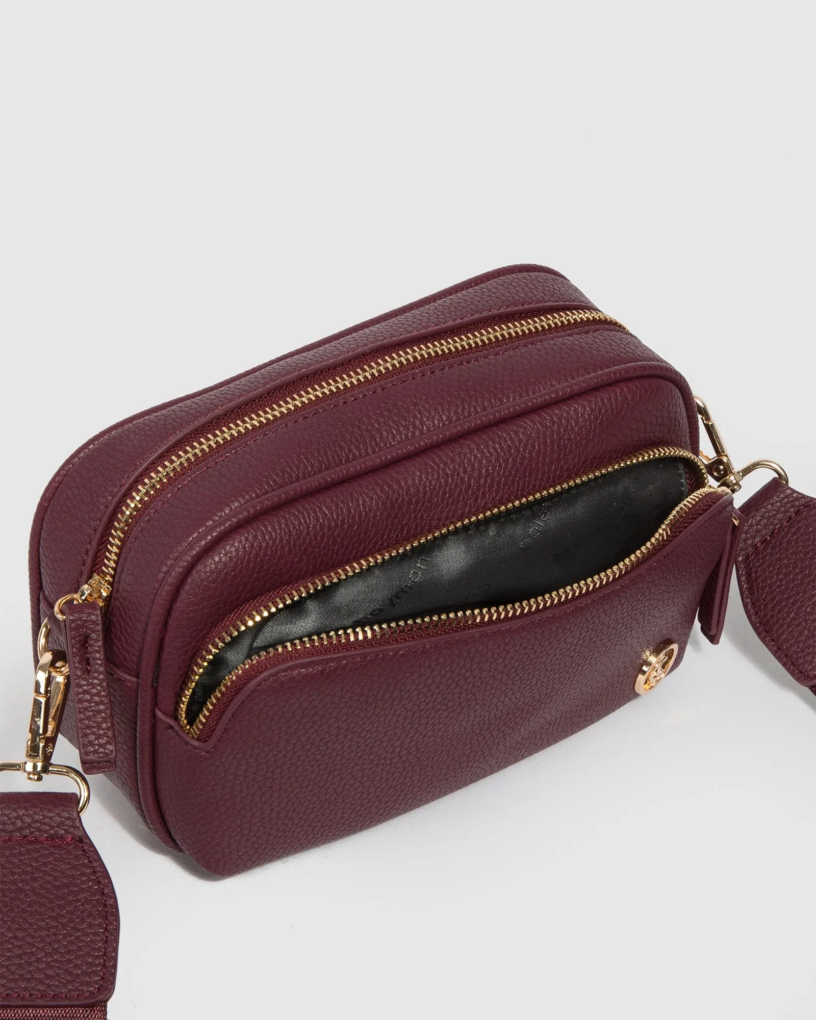 Burgundy And Gold Amalia Crossbody Bag