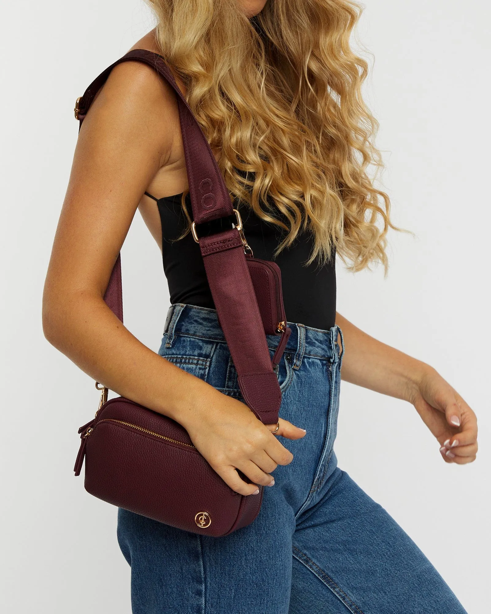 Burgundy And Gold Amalia Crossbody Bag