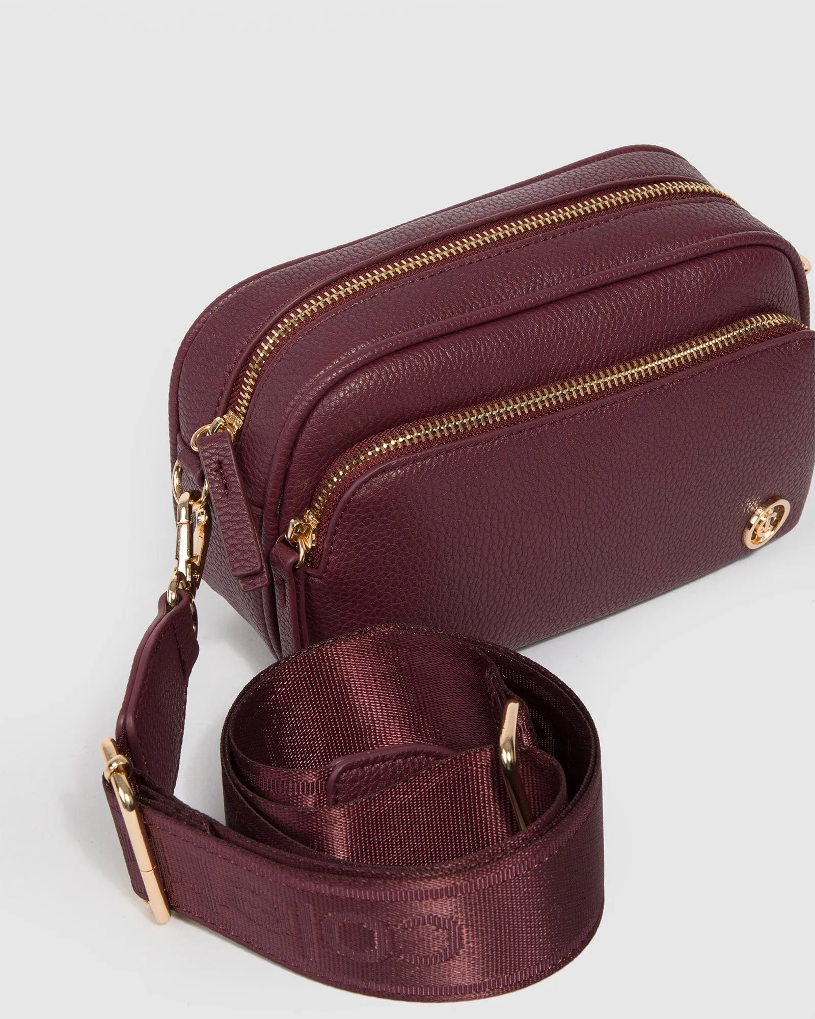 Burgundy And Gold Amalia Crossbody Bag