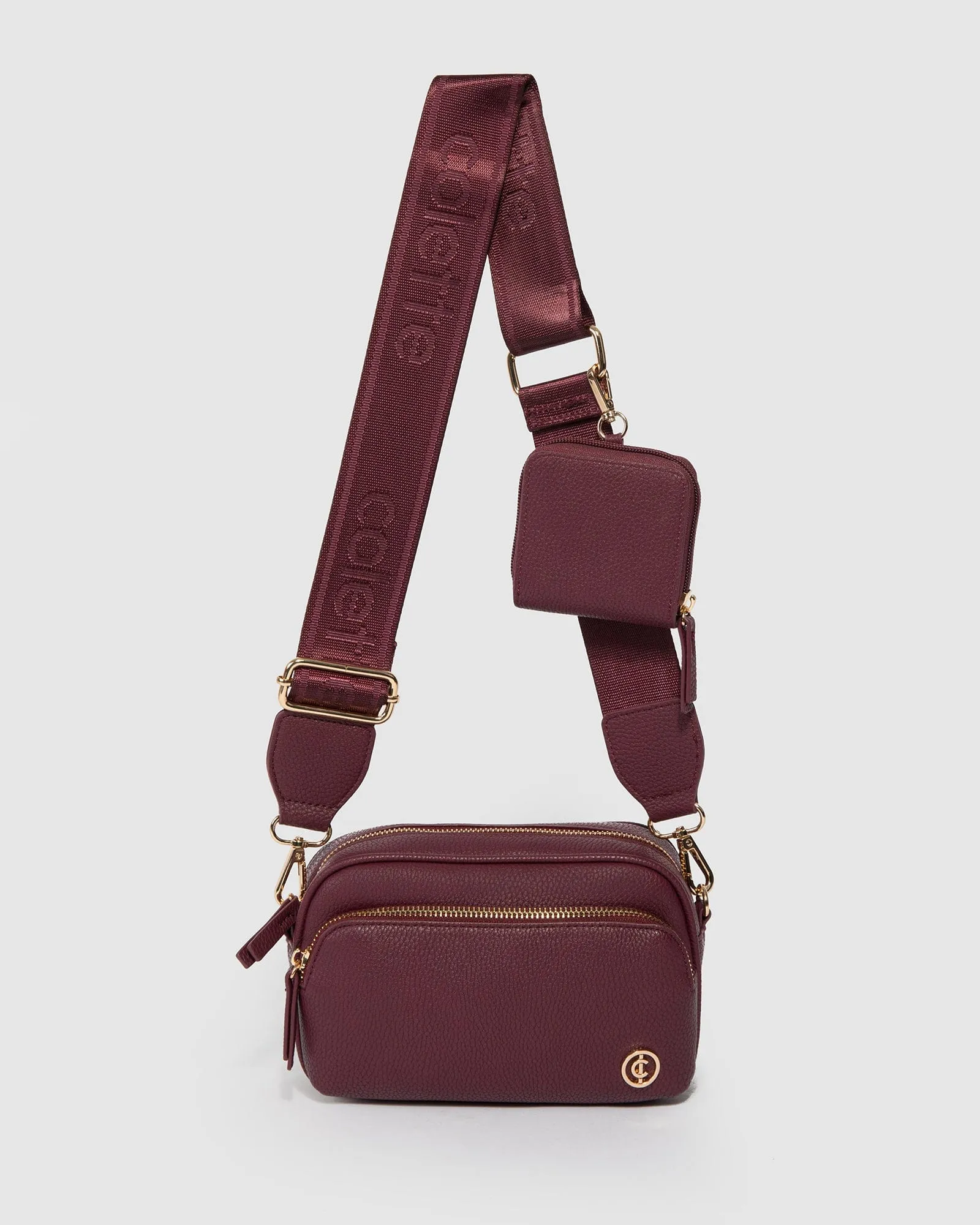 Burgundy And Gold Amalia Crossbody Bag