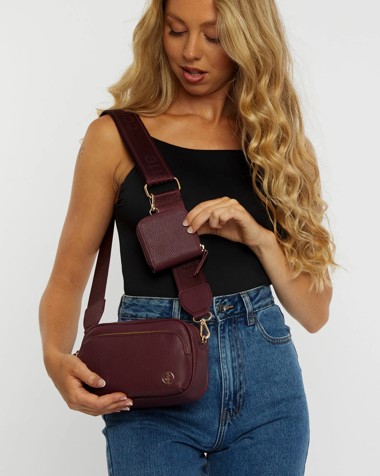 Burgundy And Gold Amalia Crossbody Bag