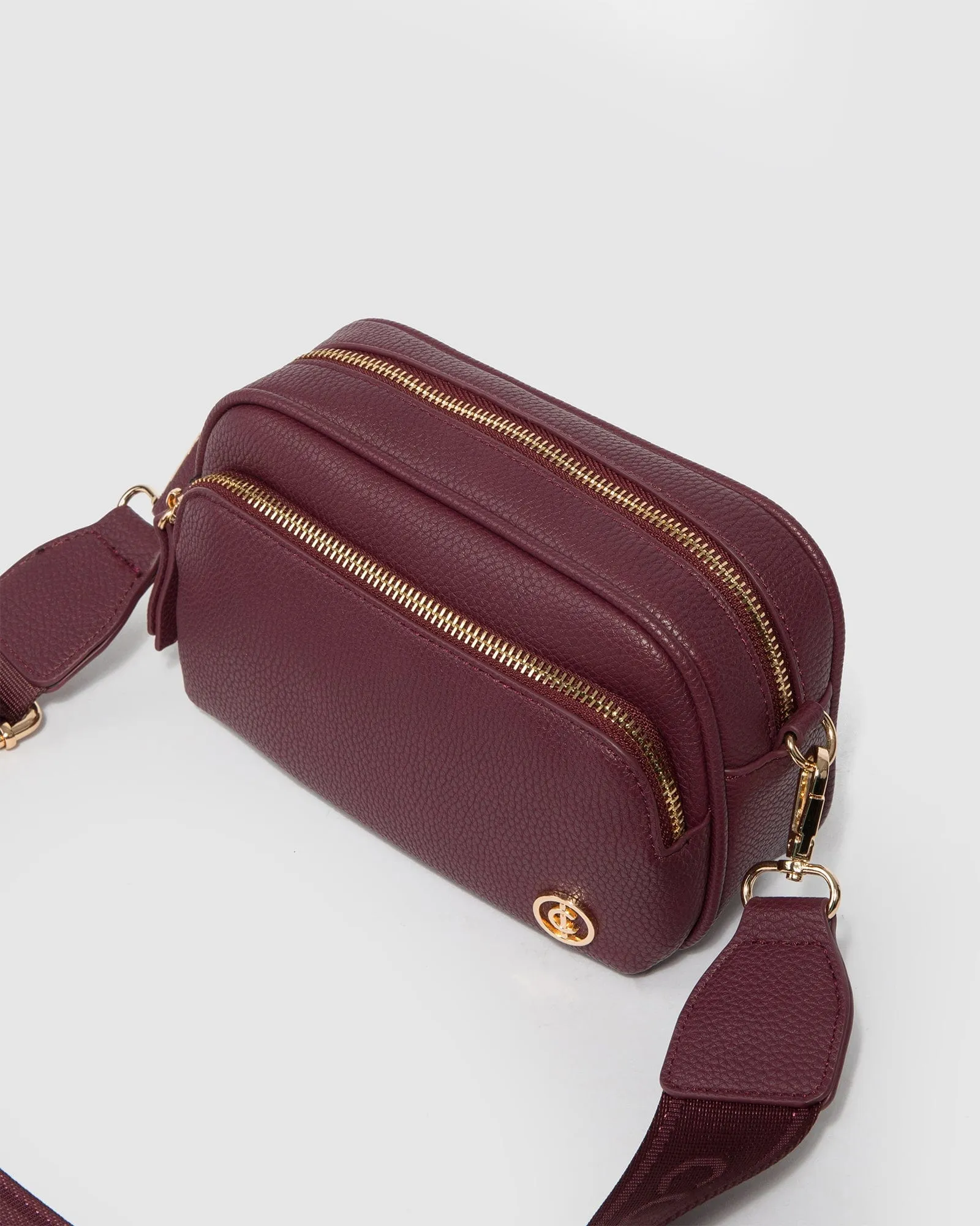 Burgundy And Gold Amalia Crossbody Bag