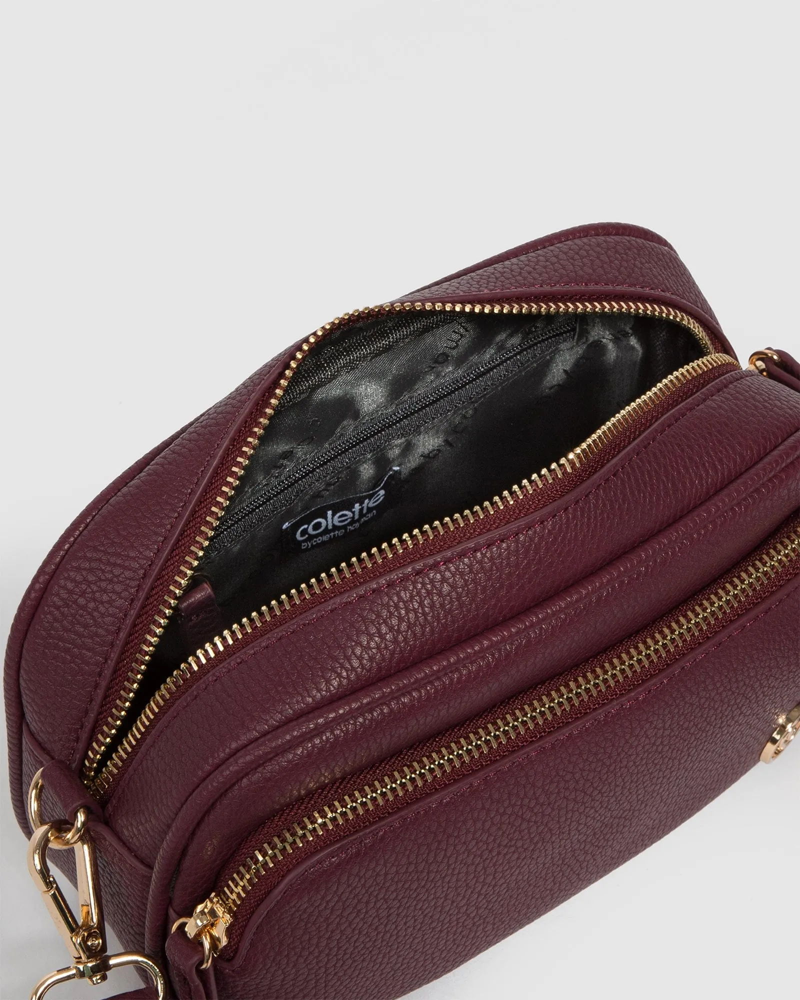 Burgundy And Gold Amalia Crossbody Bag