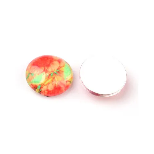 Assorted Glass Dome Cabochons with Printed Flowers - 12mm Flat Back Seals