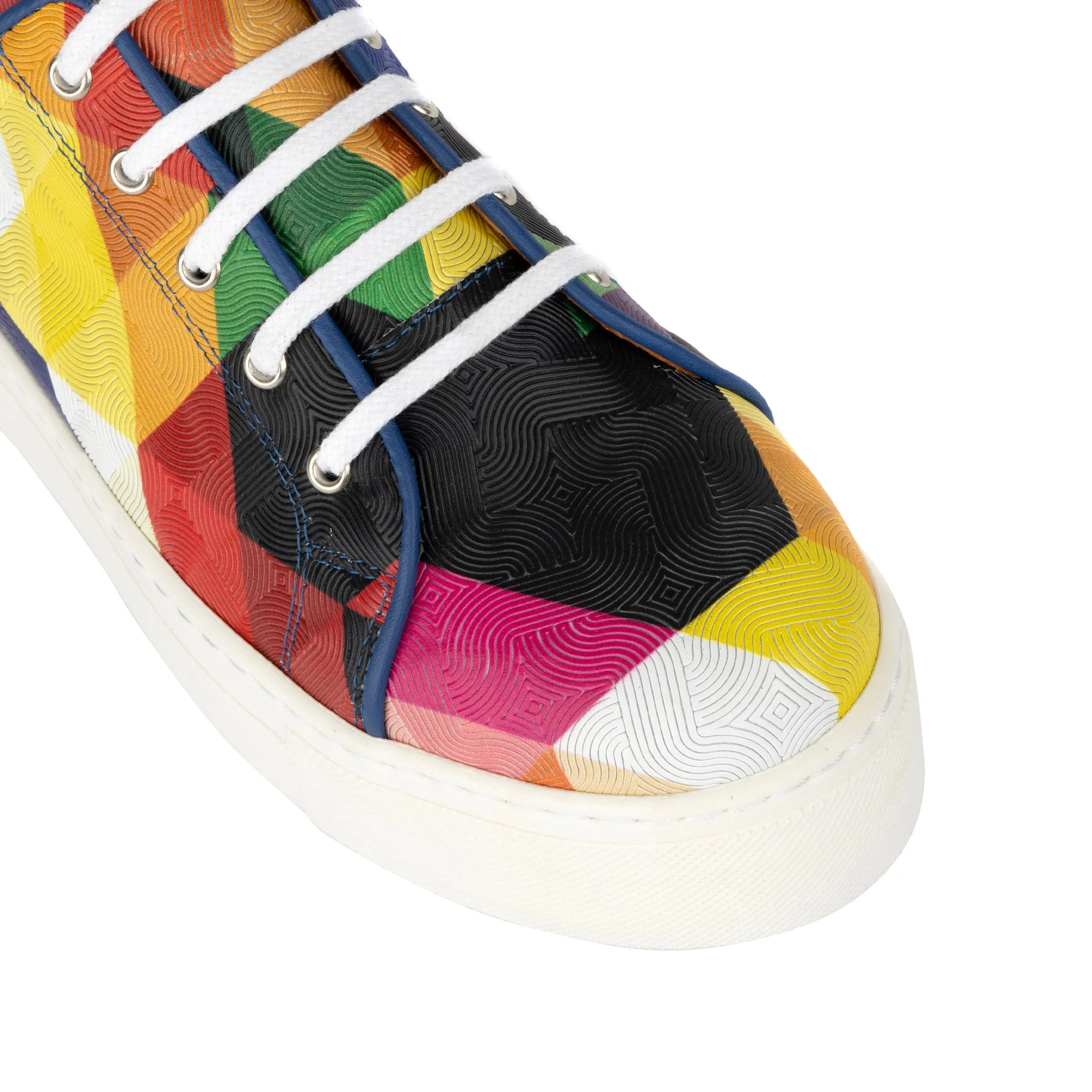 CAMILA RETRO - Women's white sole leather trainer in bright colours