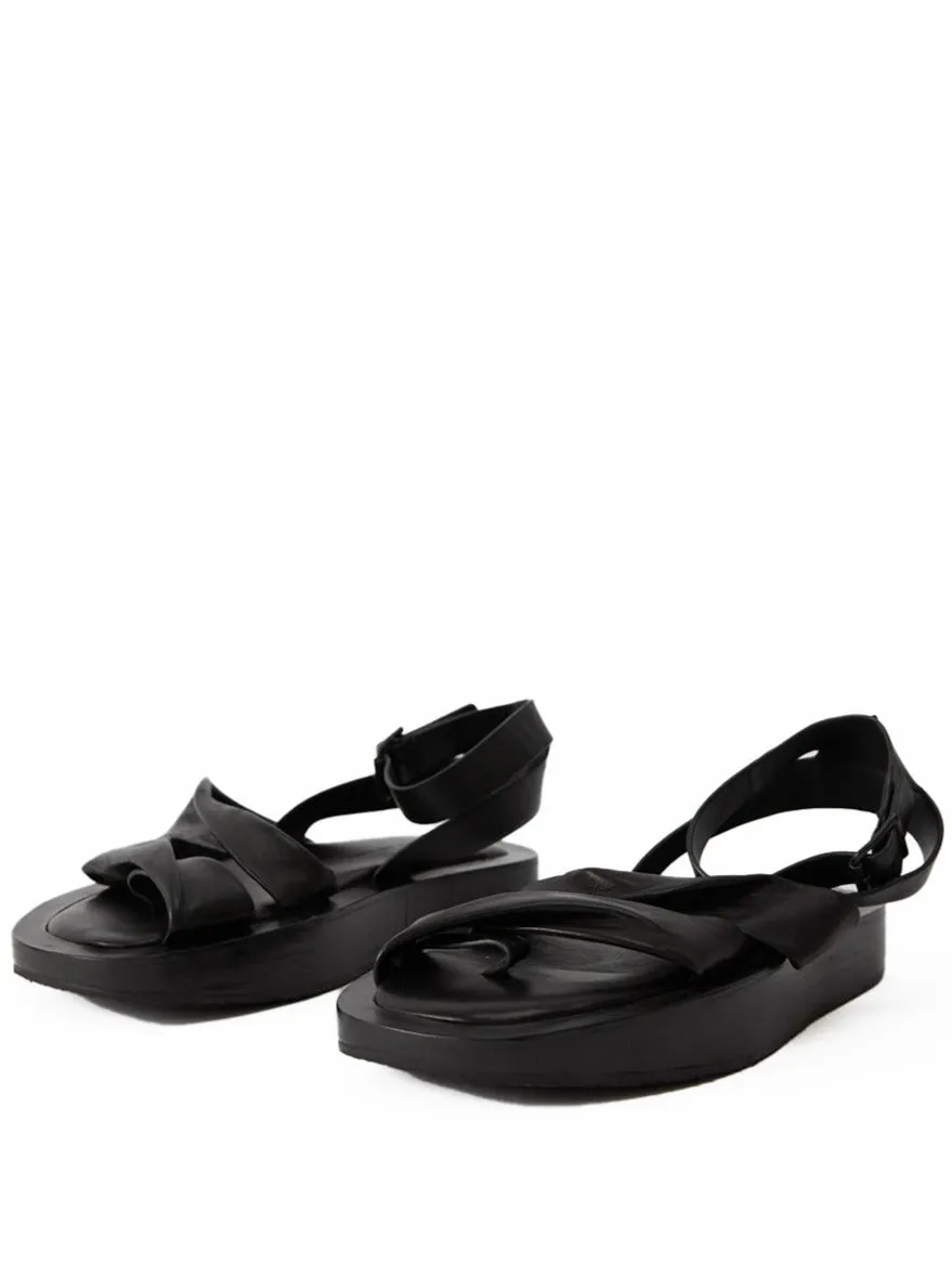 Camilla and Marc Twister Flat Sandal in Black