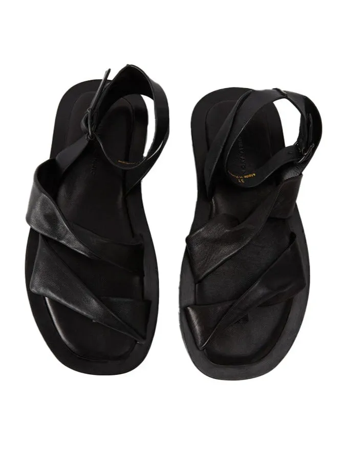 Camilla and Marc Twister Flat Sandal in Black